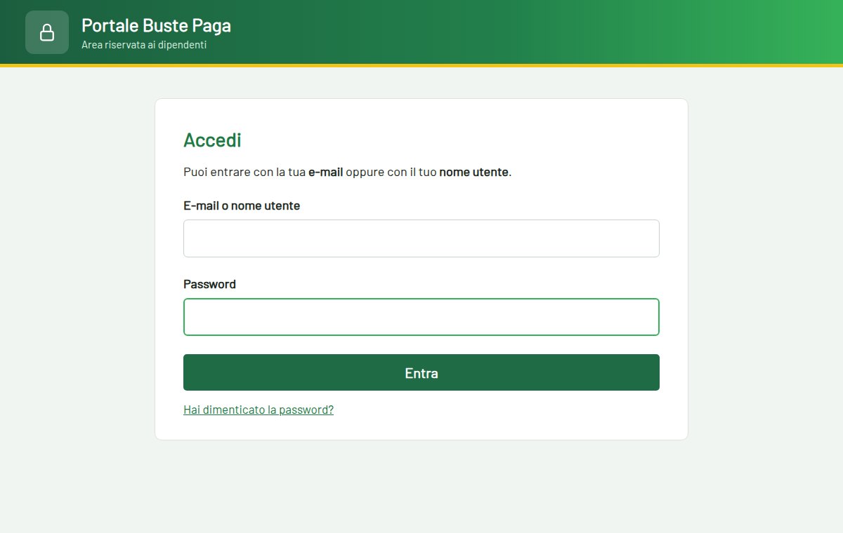 Pagina di accesso del portale buste paga